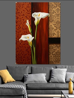 Artmeg Zambak Çiçeği Natürmort Sanat Dekoratif Kanvas - Mdf Ahşap Tablo