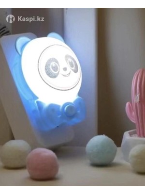Feyza Design Sevimli Panda Bebek Odası Gece Lambası, Prize Tak Çalıştır, 2W Beyaz LED