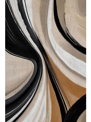 Bej ve Siyah Akışkan Soyut Kanvas Tablo
