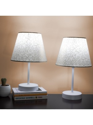 Feyza Design Modern Beyaz Masa Lambası, Şık ve Şık Ikili Yatak Odası Aksesuarı