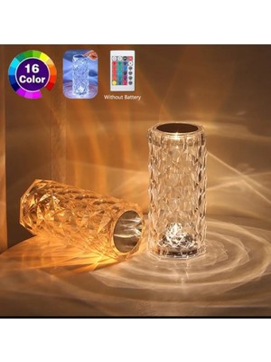 Feyza Design Dokunmatik ve Şarjlı Kristal Masa Lambası, Uzaktan Kontrol ile Şık Tasarım