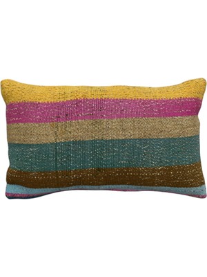 Kilim Antik El Dokuma Dekoratif Lumbar Kilim Kırlent Yastık Kılıfı 1016 - Yeni - Çok Renkli