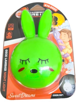 Feyza Design Yeşil Tavşan Gece Lambası, Rahat ve Şık Uyku Arkadaşı KTX-2525