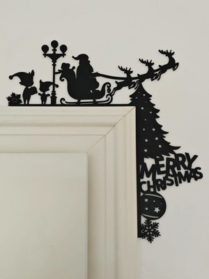 Szd Design Noel Baba Konseptli "merry Christmas" Kapı Köşe Süsü Dekor