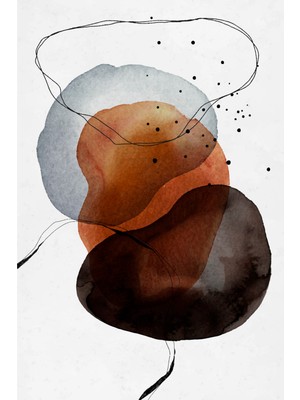 Turuncu Kahverengi Soyut Kanvas Tablo