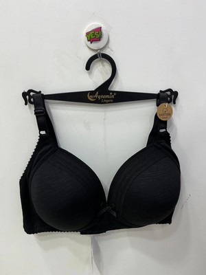 Nergiz Kadın Balensiz Pamuklu Toparlayıcı Şerit Detaylı Siyah Sütyen