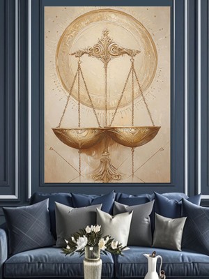 Tablomega Terazi Dengesi Adalet Sembolü Dekoratif Kanvas - Mdf Ahşap Tablo