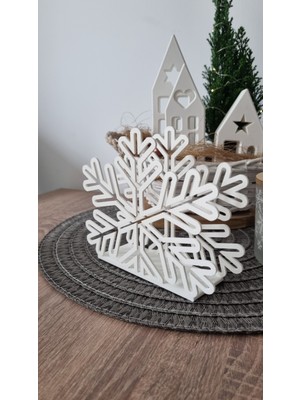 Szd Design Yılbaşı Çam Ağacı Temalı Dekoratif Peçetelik Masa Süsü Beyaz Renkli Şık Tasarım