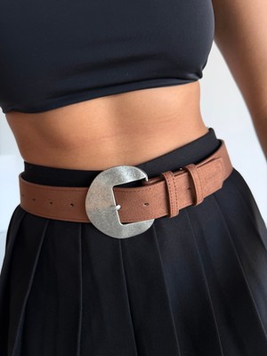 Fiori Süet Oval Tokalı Kadın Pantolon Kemeri, Ceket Kemeri, Gömlek Kemeri, Elbise Kemeri