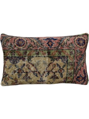 Kilim Antik El Dokuma Dekoratif Lumbar Halı Kırlent Yastık Kılıfı 1024 - Vintage - Çok Renkli