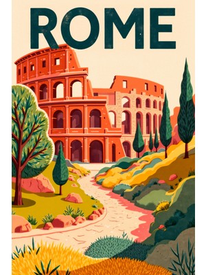 Rome Kolezyum Manzara Kanvas Tablo
