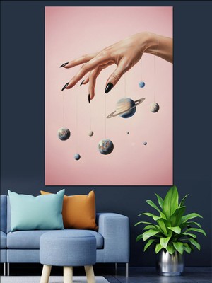 Artmeg Insan Eli Uzay Detayı Dekoratif Kanvas - Mdf Ahşap Tablo