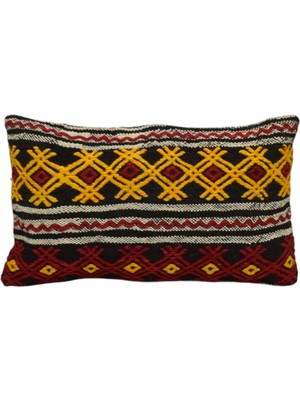 Kilim Antik El Dokuma Dekoratif Lumbar Kilim Kırlent Yastık Kılıfı 1007 - Yeni - Çok Renkli