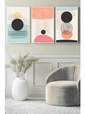 Pastel Denge Formları 3’lü Kanvas Tablo
