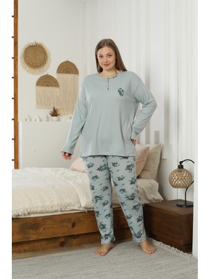 Mutlu City Kadın Orta Yaş ve Üzeri Regular Yüksek Kalite Büyük Beden Pamuk Anne Pijama Takımı 4550