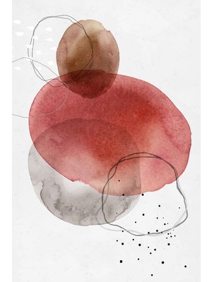 Kırmızı Tonlarda Akvarel Dokulu Soyut Kanvas Tablo