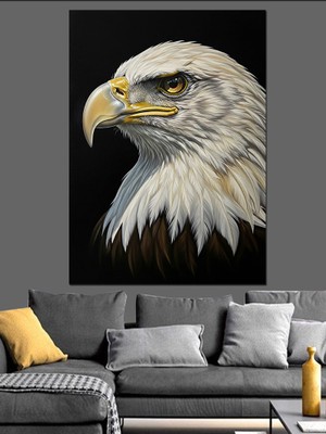 Artmeg Beyaz Başlı Kartal Portresi Dekoratif Kanvas - Mdf Ahşap Tablo