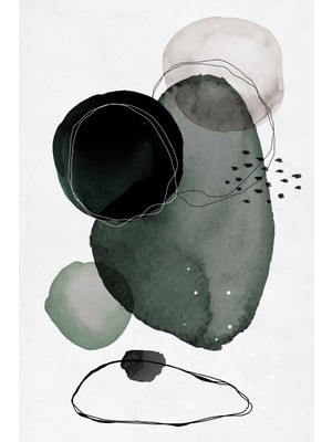 Yeşil ve Gri Tonlarda Minimal Soyut Kanvas Tablo