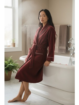 % 100 Pamuklu Laodikeia Şalyaka Bornoz Kadın Erkek Unisex Beyaz