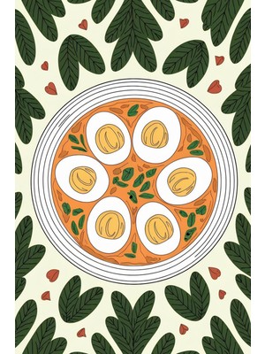 Retro Stil Yumurtalı Tabak Kanvas Tablo