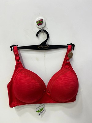 Nergiz Kadın Balensiz Pamuklu Toparlayıcı Şerit Detaylı Kırmızı Sütyen