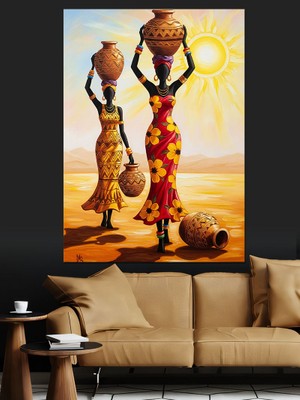 Artmeg Afrikalı Kadınlar Dekoratif Kanvas - Mdf Ahşap Tablo