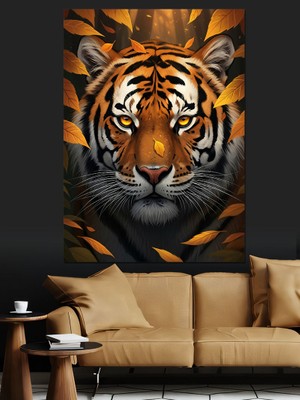 Artmeg Hırçın Kaplan Portresi Vahşi Dekoratif Kanvas - Mdf Ahşap Tablo