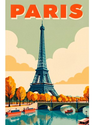 Paris Eyfel Kulesi Manzarası Kanvas Tablo