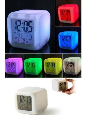 Feyza Design 7 Renkli Çocuk Odası Alarmlı Küp Çalar Saat, Eğlenceli ve Renkli Tasarım