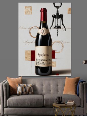 Artmeg Şarap Şişesi Mantar Tıpası Açacağı Dekoratif Kanvas - Mdf Ahşap Tablo