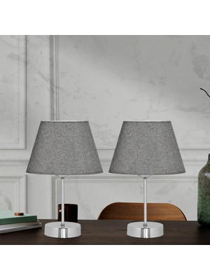 Feyza Design Şık 2'li Abajur Seti, Komodin Üstü, Yatak Odası, Çocuk Odası, Salon Için