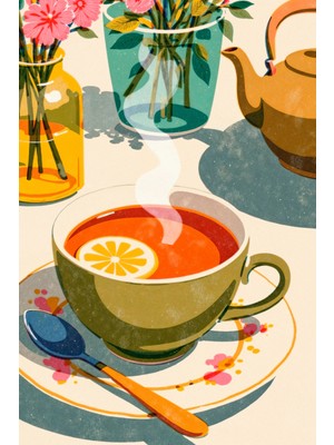 Limonlu Çay Keyfi Kanvas Tablo