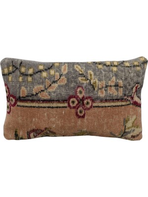 Kilim Antik El Dokuma Dekoratif Lumbar Halı Kırlent Yastık Kılıfı 1013 - Vintage - Çok Renkli
