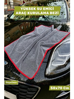 DaysClean 50X70 Mikrofiber Araç Kurulama Bezi | Araba Temizleme Silme Bezi | Yüksek Su Emici | Iz/leke Bırakmaz