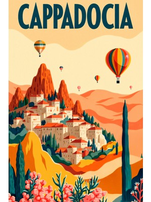 Kapadokya Balon Manzarası Kanvas Tablo