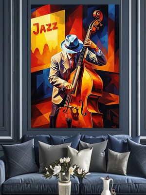 Artmeg Jazz Müzik Afişi Vintage Dekoratif Kanvas - Mdf Ahşap Tablo