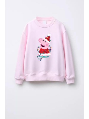 Monila Kız Çocuk Yılbaşı Temalı 3 Iplik Kumaş Pamuklu Sweatshirt