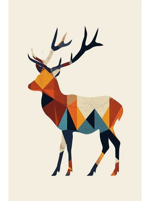 Geometrik Geyik Kanvas Tablo