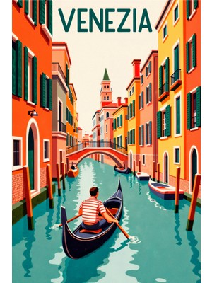 Venedik Gondol Sokak Kanvas Tablo