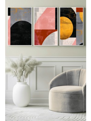 Modern Ton Denge Soyut 3’lü Kanvas Tablo