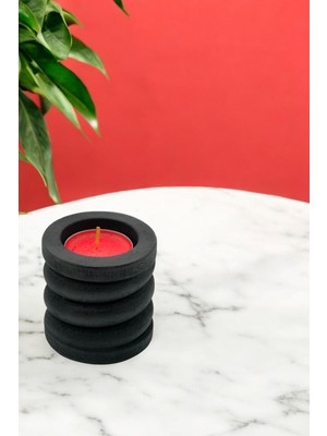 Feyza Design Siyah Spiral Mumluk, Şamdan ve Tealight ile Uyumlu Şık Tasarım