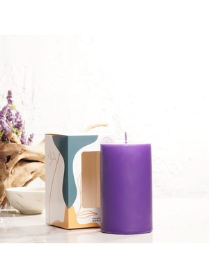 Feyza Design Şirin Mor Silindir Mum, 12X7 Cm, Ev ve Hediye Dekorasyonu Için Ideal