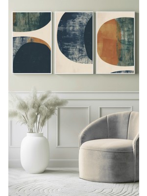 Modern Geometrik Doku 3’lü Kanvas Tablo