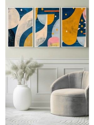 Geometrik Renk Dalgaları 3’lü Kanvas Tablo