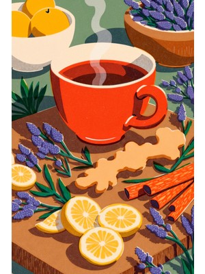 Bitki Çayı Hazırlığı Kanvas Tablo