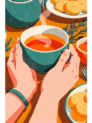 Sıcak Çay Molası Kanvas Tablo