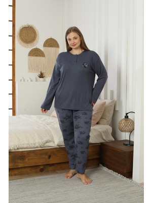 Mutlu City Kadın Orta Yaş ve Üzeri Regular Yüksek Kalite Büyük Beden Pamuk Anne Pijama Takımı 4550