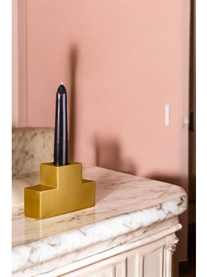 Feyza Design Ince Altın Renkli Mumluk Şamdan, Şık ve Zarif Dekorasyon Parçası