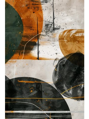 Turuncu ve Siyah Tonlarda Enerjik Soyut Kanvas Tablo