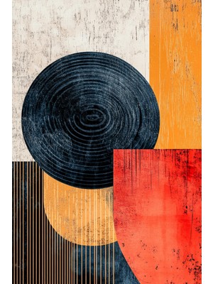 Retro Renkli Geometrik Soyut Kanvas Tablo